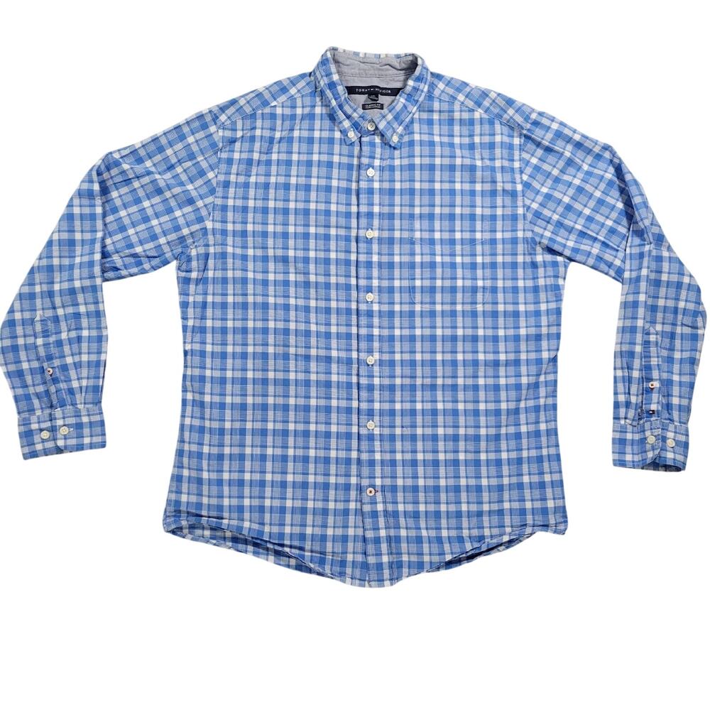 Tommy Hilfiger Mens LG Classic Fit Long Sleeve Casual Button Down EUC Preppy